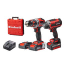 KIT EINHELL ORIGINAL: BORMASINĂ CU ACUMULATOR + CHEIE DE IMPACT + 26 DE ACCESORII + 2 BATERII